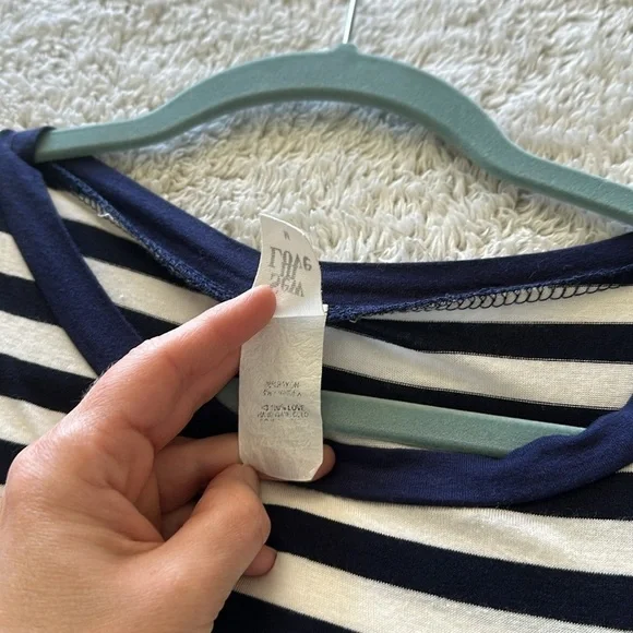 Sew In Love Women's M Sleeveless Ringer Tank Navy Blue Stripe Nautical Beachy - Picture 9 of 9